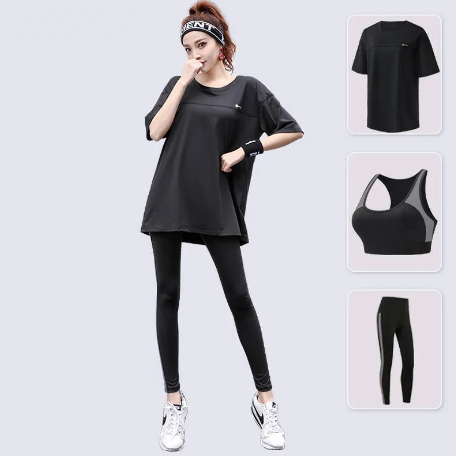 Women's Spandex O-Neck Short Sleeves Workout Yoga Fitness Set