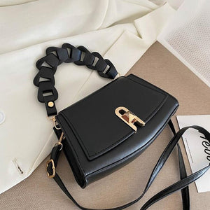 Women's PU Leather Cover Closure Solid Pattern Crossbody Bag