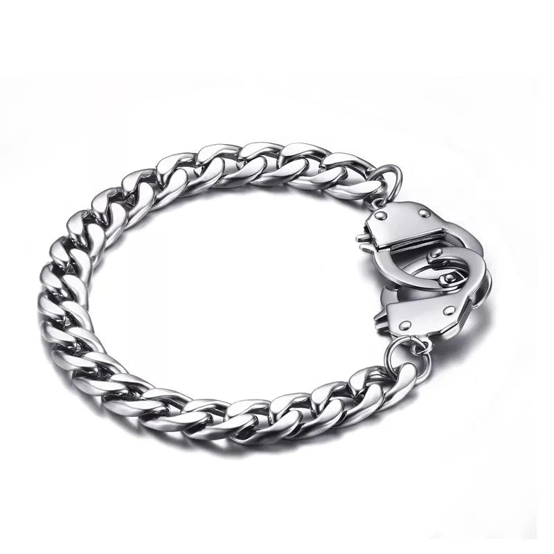 Men's Metal Stainless Steel Lobster Clasp Trendy Round Bracelet