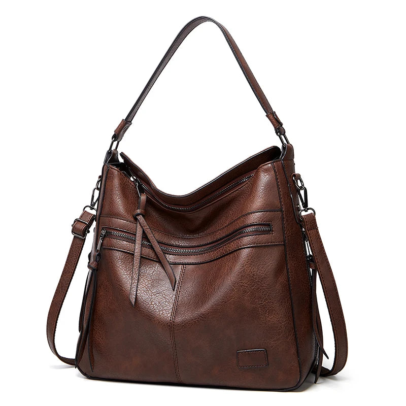 Women's PU Zipper Closure Solid Pattern Casual Shoulder Bag