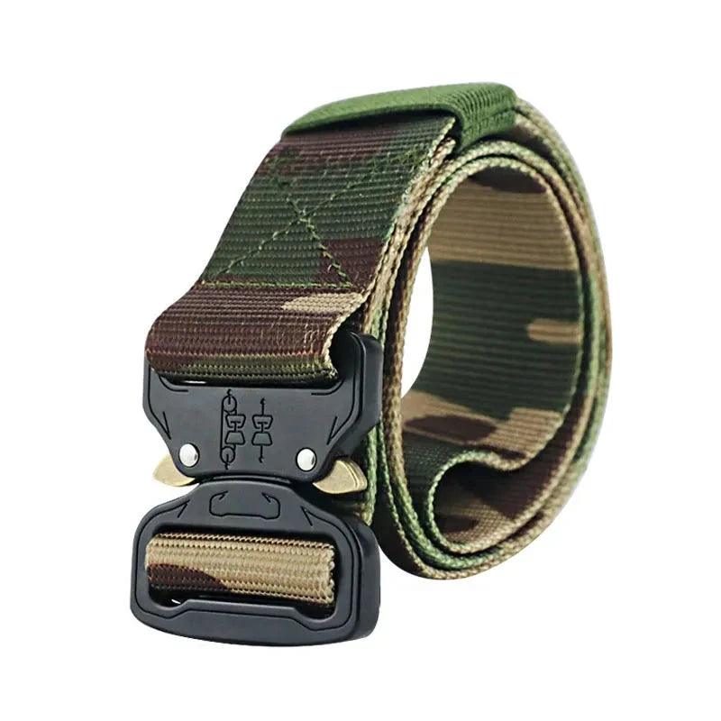 Men's Metal Buckle Closure Plain Pattern Trendy Military Belts