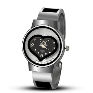 Women's Stainless Steel Round Dial Heart Automatic Wrist Watch