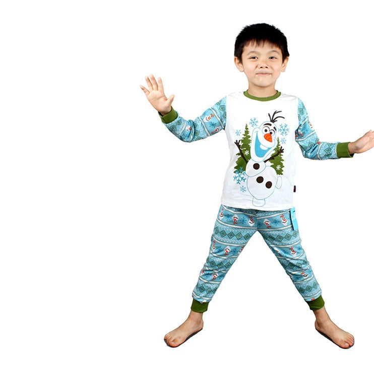 Kid's Boy Cotton O-Neck Long Sleeve Trendy Sleepwear Pajamas Set