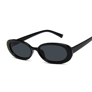 Women's Plastic Frame Acrylic Lens Oval Shaped Vintage Sunglasses