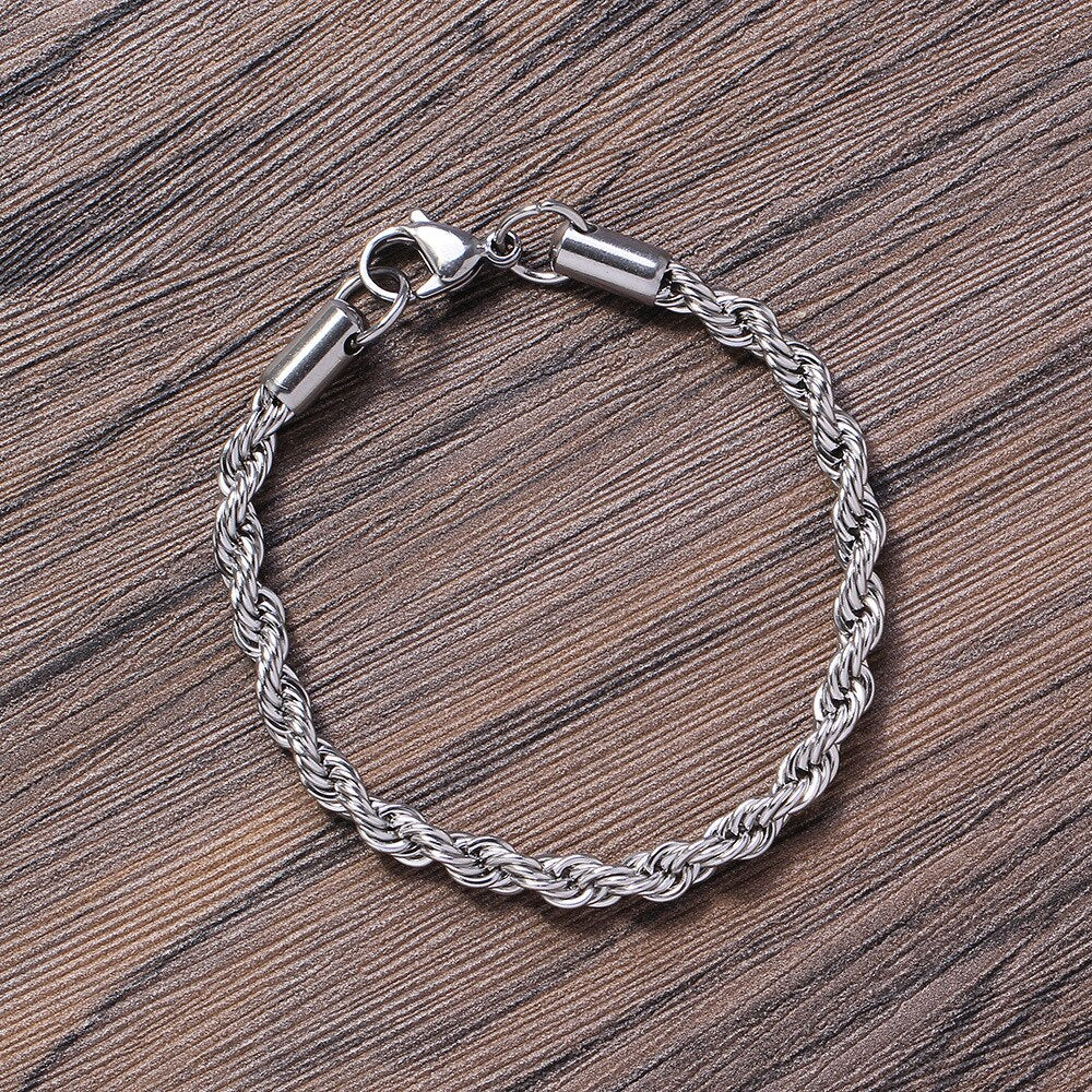 Men's Stainless Steel Lobster Claw Clasp Hip Hop Chain Bracelet