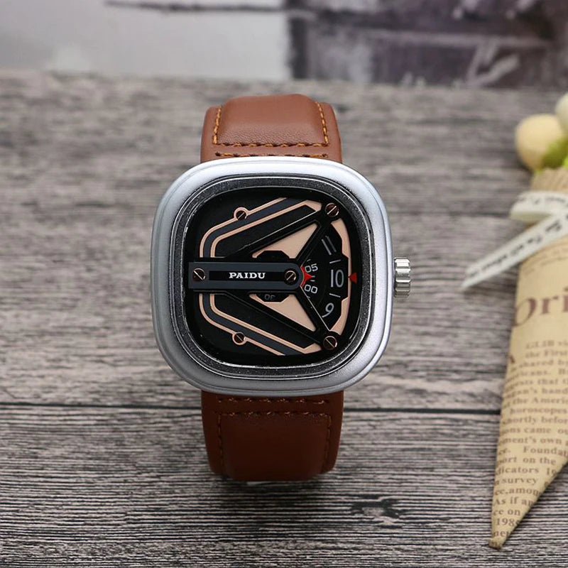 Men's Alloy Buckle Clasp Waterproof Quartz Trendy Square Watches