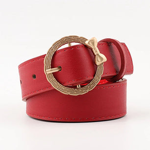 Women's PU Leather Adjustable Strap Pin Buckle Closure Belts