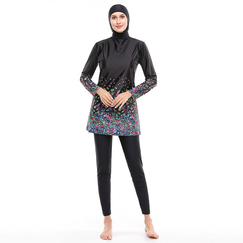 Women's Arabian Nylon Long Sleeve Printed Pattern Trendy Swimwear