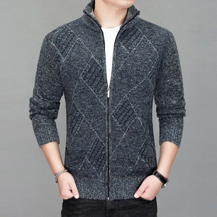 Men's Cotton Stand Collar Long Sleeves Patchwork Pattern Jacket