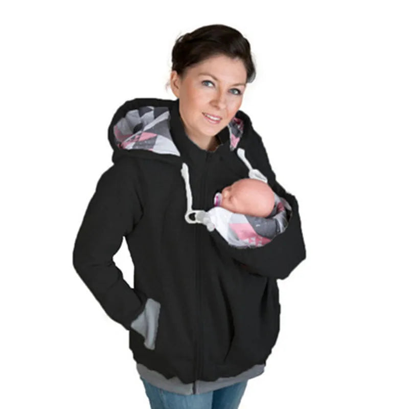 Women's Polyester Full Sleeves Solid Pattern Maternity Jacket