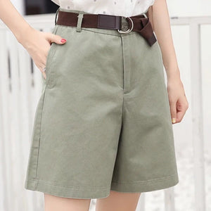 Women's Polyester High Waist Zipper Fly Casual Wear Solid Shorts