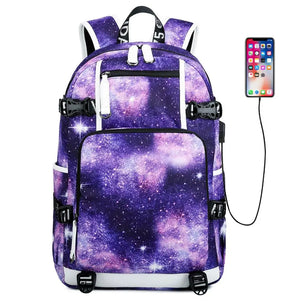 Kid's Girl Oxford Zipper Closure Printed Pattern School Backpack