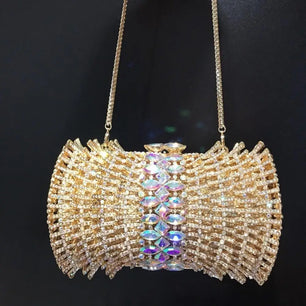 Women's Metallic Hasp Closure Rhinestone Pattern Wedding Clutch