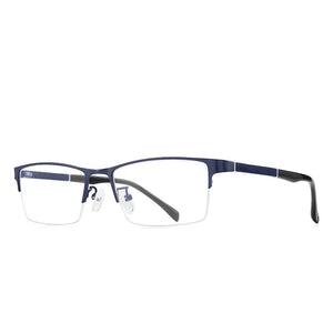 Men's Titanium Frame Half-Rim Rectangle Shaped Prescription Glasses