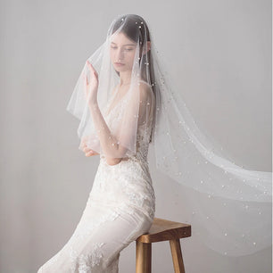 Women's Polyester Cut Edge Two-Layer Trendy Bridal Wedding Veils