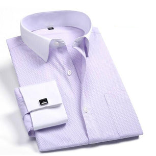 Men's Cotton Turn-Down Collar Single Breasted Formal Wear Shirt