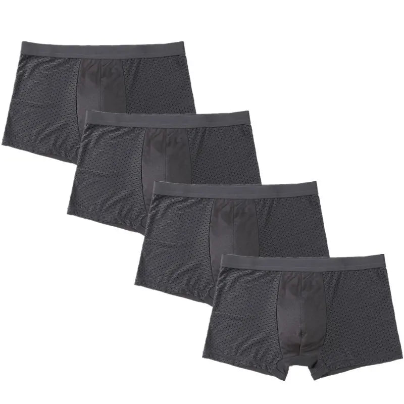 Men's 4 Pcs Spandex Breathable Solid Pattern Loose Boxer Shorts