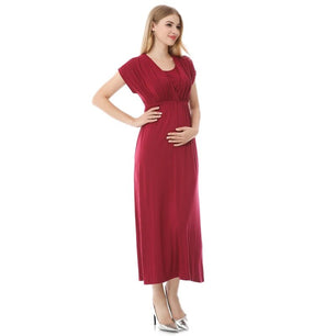 Women's Spandex V-Neck Short Sleeve Breastfeeding Maternity Dress