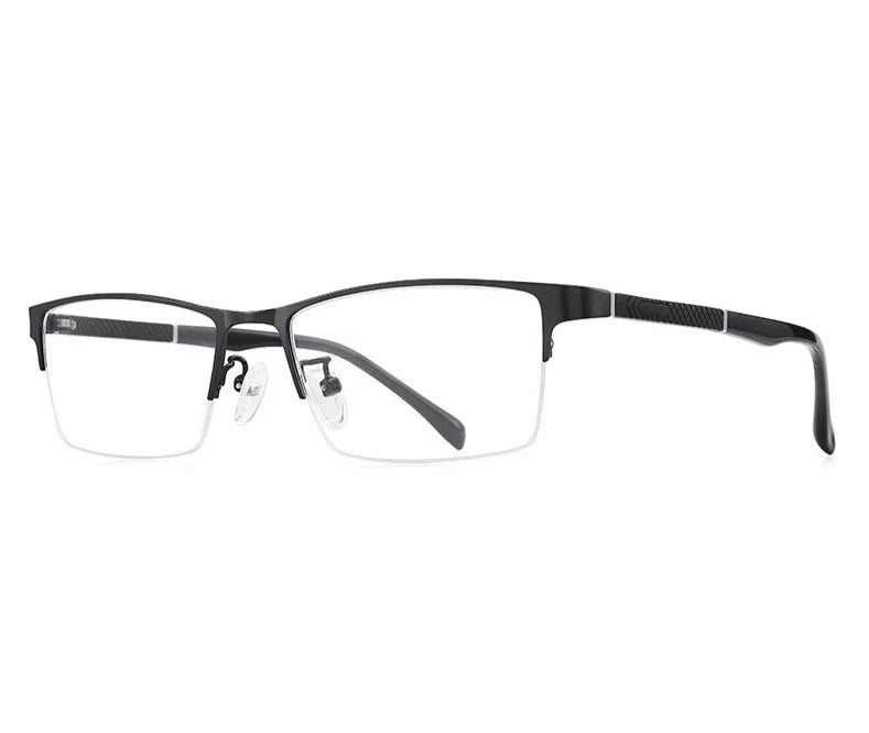 Men's Titanium Frame Half-Rim Rectangle Shaped Prescription Glasses