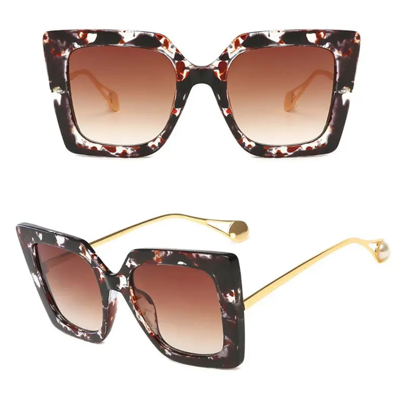 Women's Alloy Frame Polycarbonate Lens Square Shaped Sunglasses