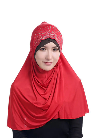 Women's Arabian Polyester Head Wrap Rhinestone Elegant Hijabs