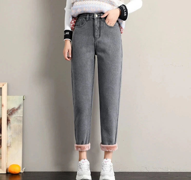 Women's Cotton High Elastic Waist Zipper Fly Closure Casual Pants