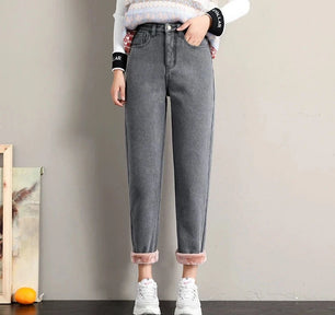 Women's Cotton High Elastic Waist Zipper Fly Closure Casual Pants