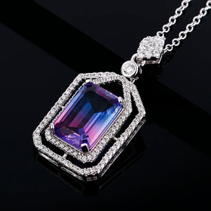 Women's Silver Zircon Geometric Shaped Trendy Engagement Necklace