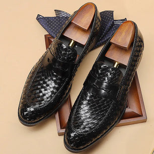 Men's Genuine Leather Pointed Toe Lace-Up Closure Formal Shoes