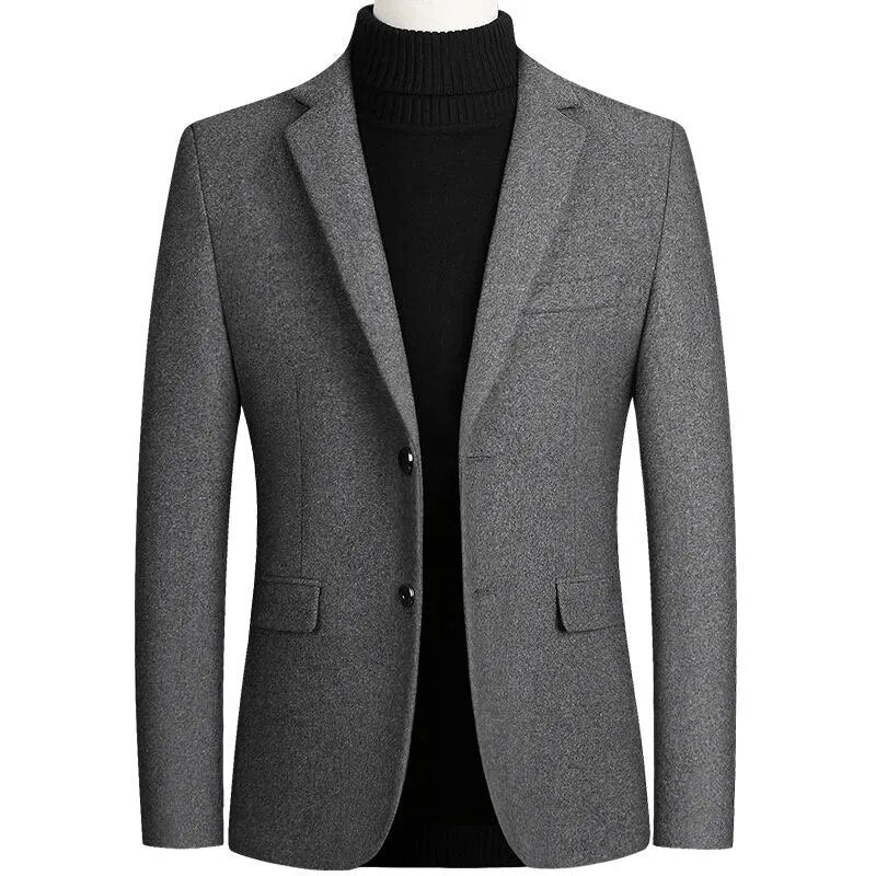 Men's Polyester Notched Collar Long Sleeve Single Breasted Blazers