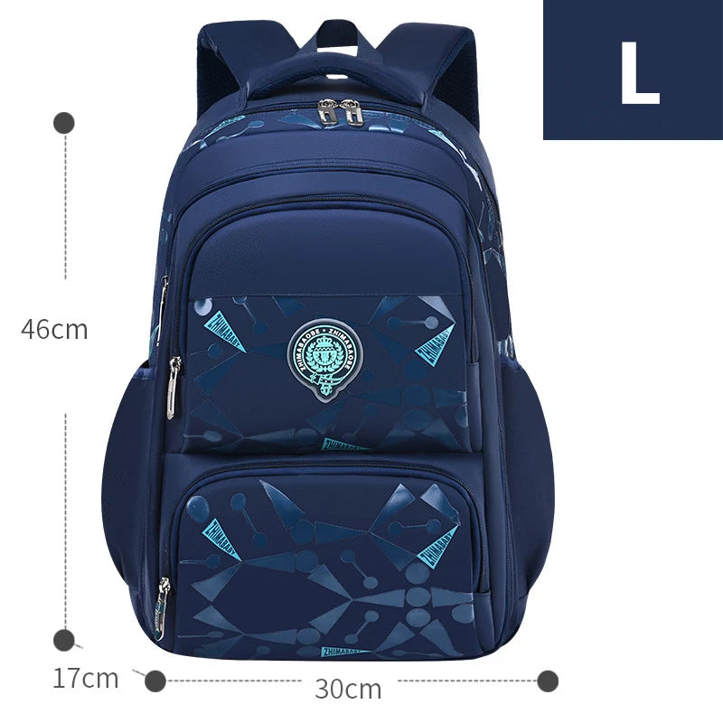 Kid's Boy Nylon Zipper Closure Trendy Waterproof School Backpack