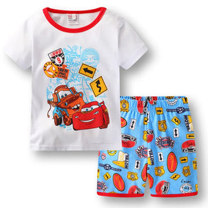 Kid's Boy Cotton O-Neck Short Sleeves Breathable Sleepwear Set