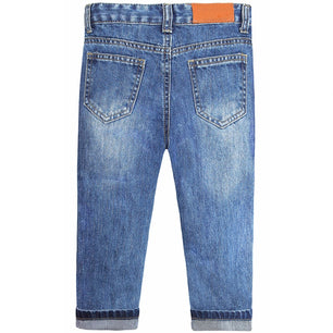 Kid's Cotton Mid Button Fly Closure Casual Wear Denim Pants