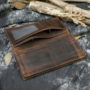 Men's Genuine Leather Solid Pattern Card Holder Vintage Wallet