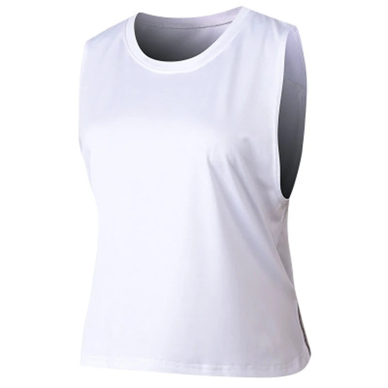 Women's Nylon O-Neck Sleeveless Shockproof Yoga Workout Top