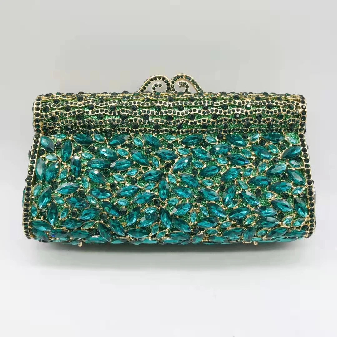 Women's Metallic Hasp Closure Rhinestone Pattern Wedding Clutch