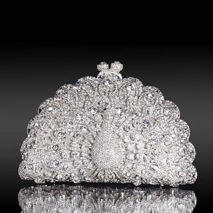 Women's Metallic Hasp Closure Rhinestone Bridal Wedding Clutch