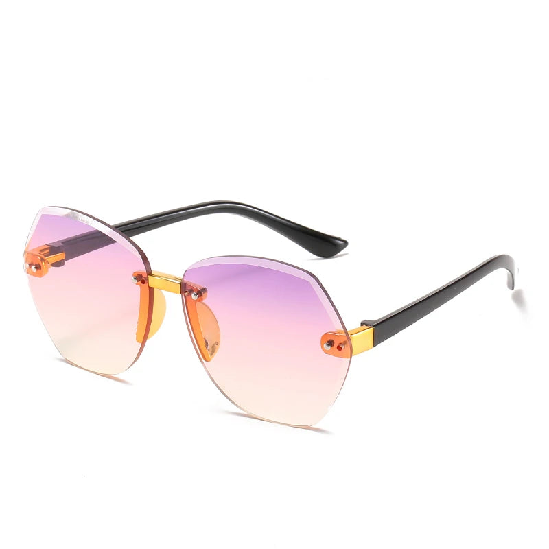 Kid's Polycarbonate Frame Polygon Shape Vintage Polygon Sunglasses