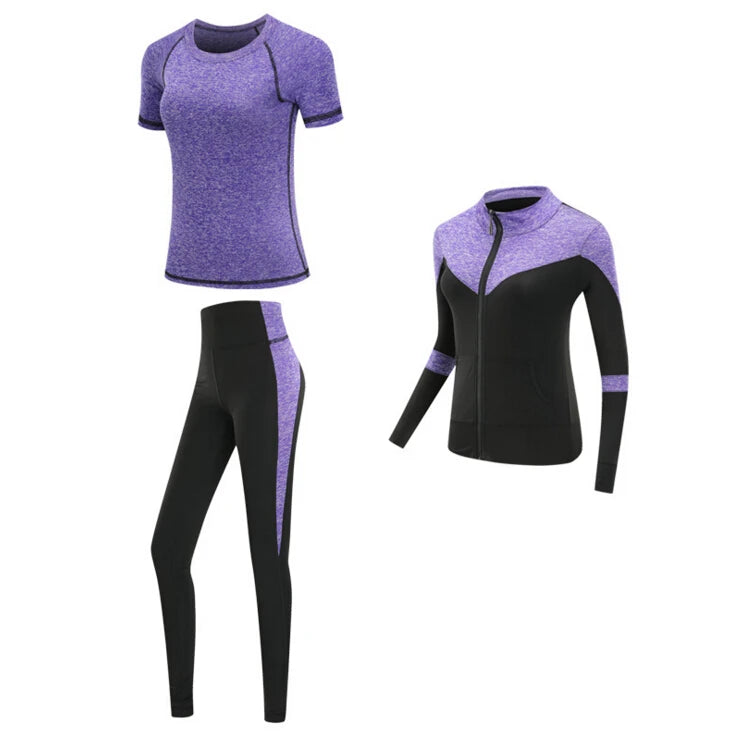 Women's Spandex O-Neck Short Sleeves Breathable Yoga Workout Set