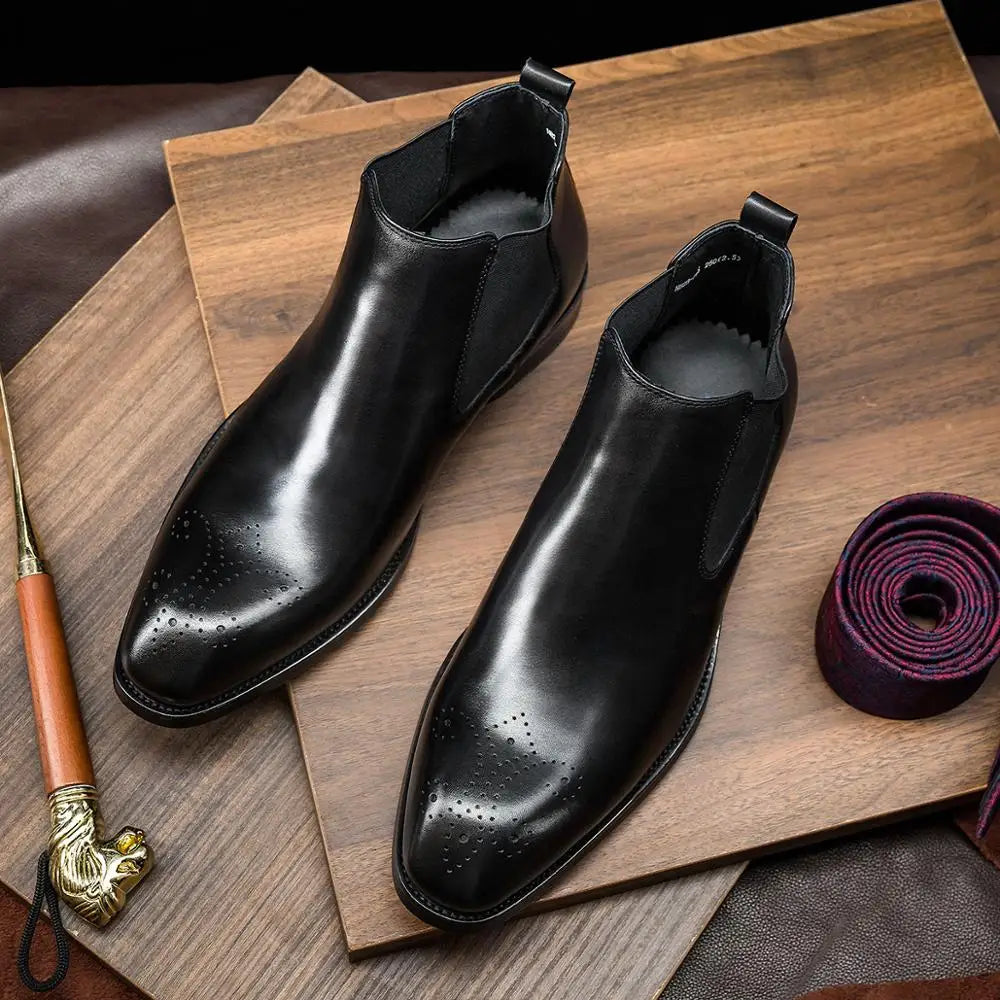 Men's Genuine Leather Pointed Toe Slip-On Closure Formal Shoes