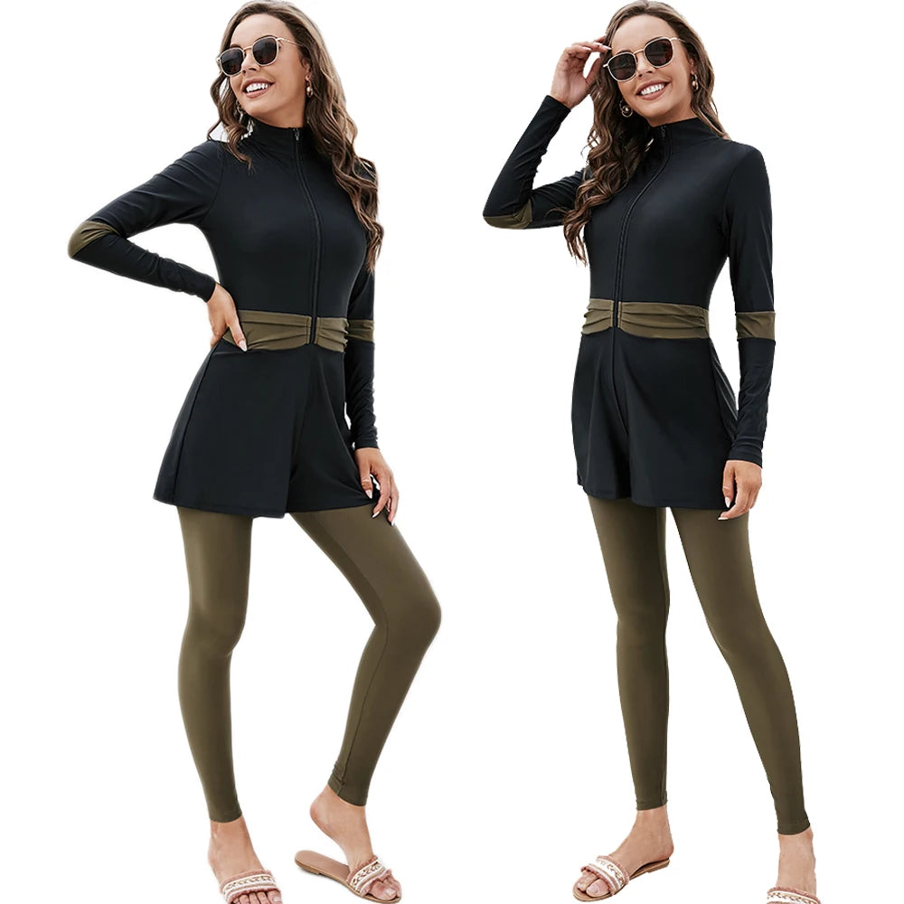 Women's Arabian Polyester Full Sleeves Bathing Swimwear Set