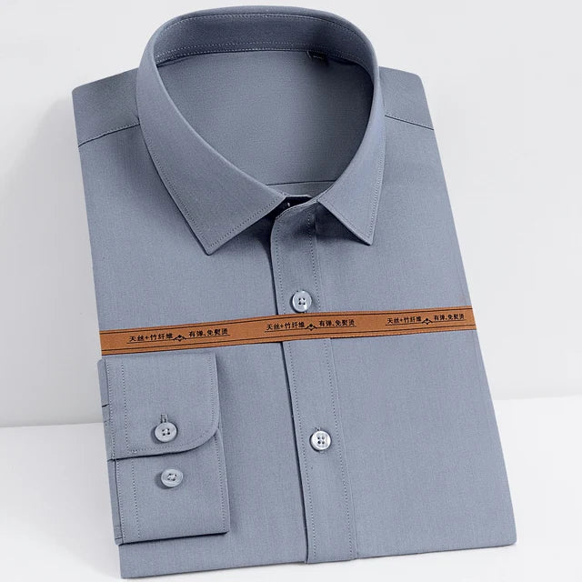 Men's Polyester Turn-Down Collar Full Sleeves Single Breasted Shirt