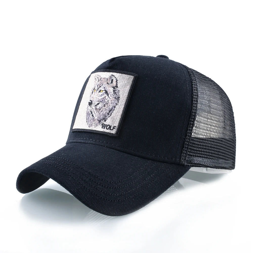 Men's Cotton Adjustable Strap Sun Protection Animal Pattern Cap