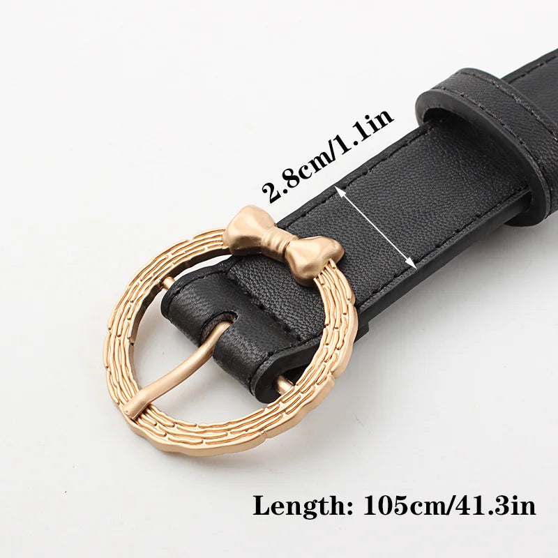 Women's PU Leather Adjustable Strap Pin Buckle Closure Belts