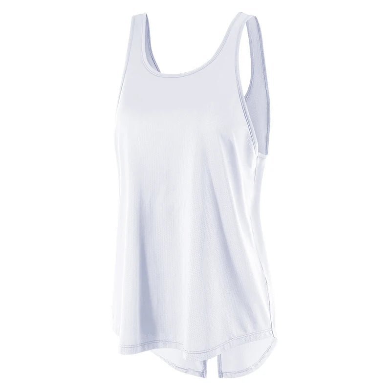 Women's Polyester O-Neck Sleeveless Fitness Yoga Workout Top