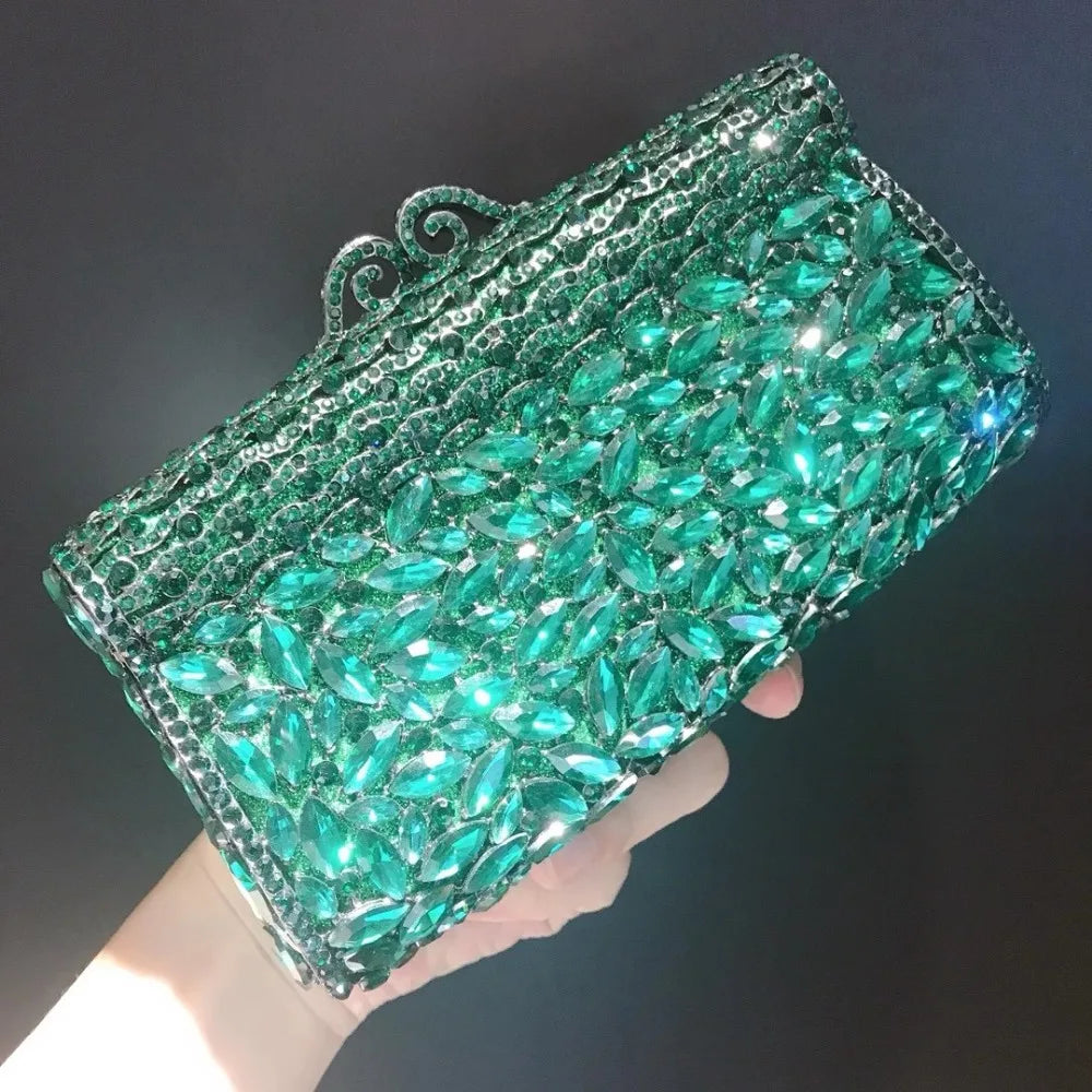 Women's Metallic Hasp Closure Rhinestone Pattern Wedding Clutch