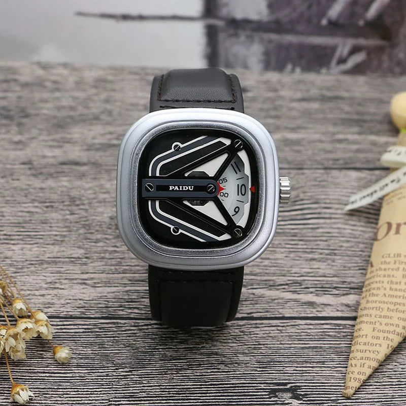 Men's Alloy Buckle Clasp Waterproof Quartz Trendy Square Watches