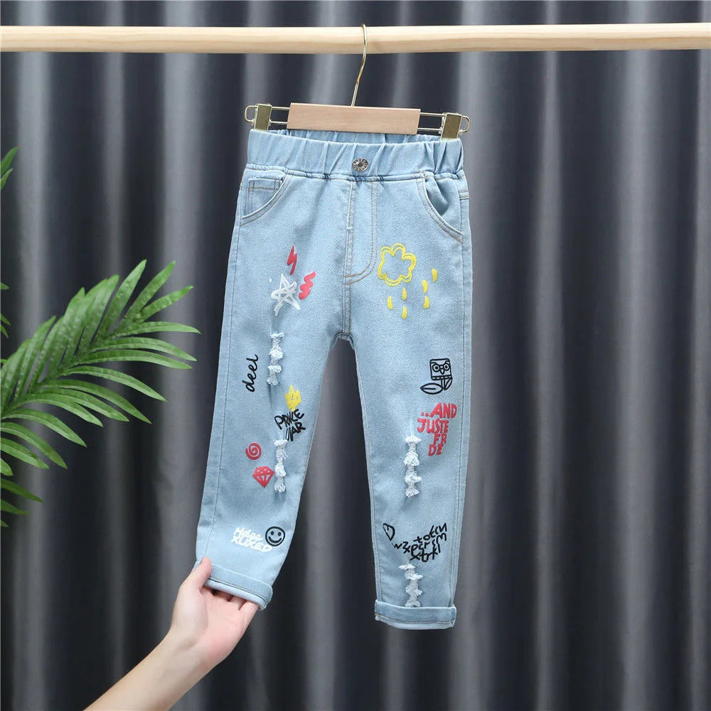 Kid's Girl Cotton Mid Waist Elastic Closure Casual Wear Pants