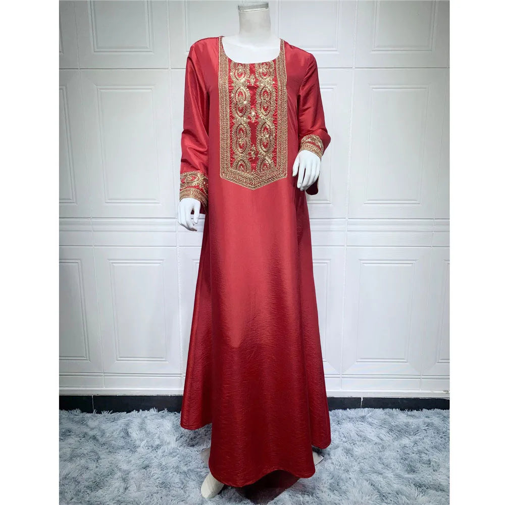 Women's Arabian Polyester Full Sleeves Embroidery Casual Dress