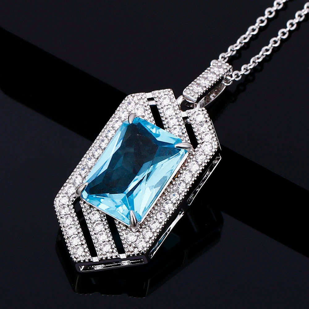 Women's Silver Zircon Geometric Shaped Trendy Party Necklace